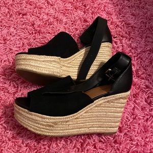 Size 8 1/2 Black and Cream Wedges